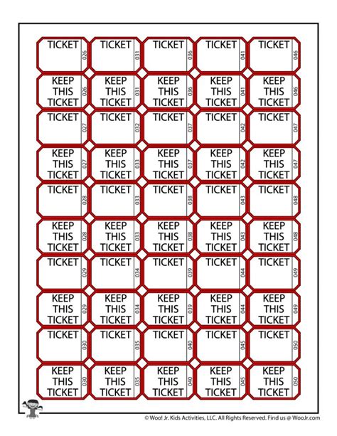 Printable Raffle Tickets Sheets | Woo! Jr. Kids Activities : Children's ...