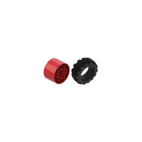 LEGO Red Tire 49.6 x 20 Thick Rubber (Balloon 20 x 30) with Technic Hub ...