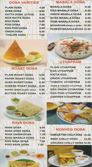 South Indian Restaurant Menu, Menu for South Indian Restaurant ...