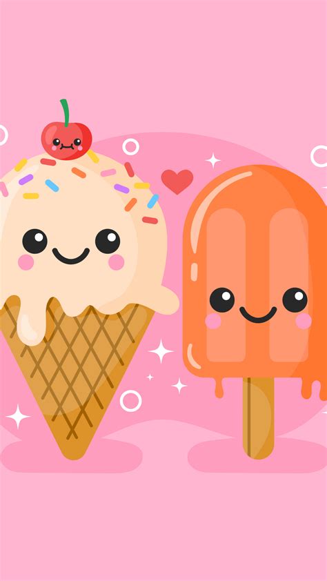 Kawaii ice cream Wallpaper 4K, Cute ice cream, Ice cream cone