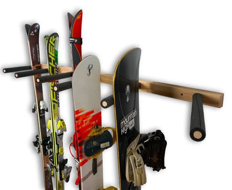 Vertical Ski and Snowboard Wood Wall Rack | 3, 6, or 9 Rack Arms ...