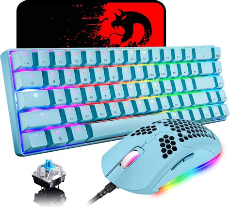 Amazon.com: LexonElec 60 Percent Mechanical Gaming Keyboard Blue Switch ...