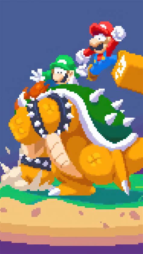 Mario Bros Luigi Bowser Pixel 4K #8020i Wallpaper iPhone Phone