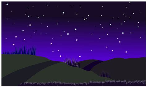 cartoon hills with night sky stars background 6869409 Vector Art at ...