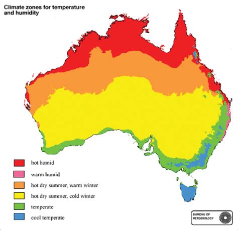 Climate zones of Australia. Courtesy of Australian Bureau of ...