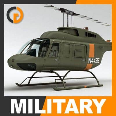 Helicopter Military Bell 206L with Interior - 3D Model by CGShape