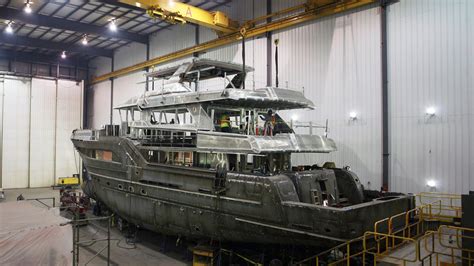 Burger Boat Project Northland hull and superstructure joined