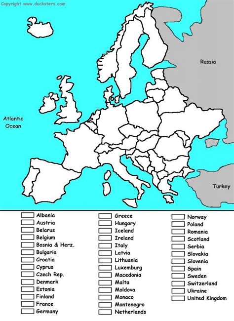 Blank Europe Map Quiz Printable | Printable Maps