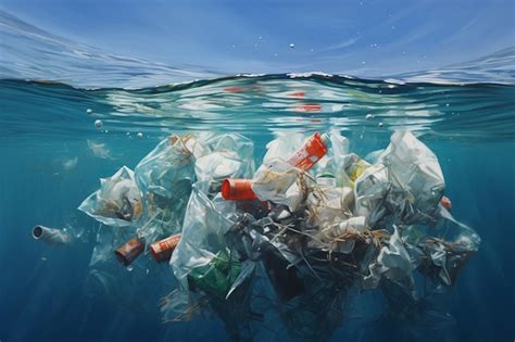 Premium AI Image | Ocean Litter Plastic Debris in the Sea Generative AI