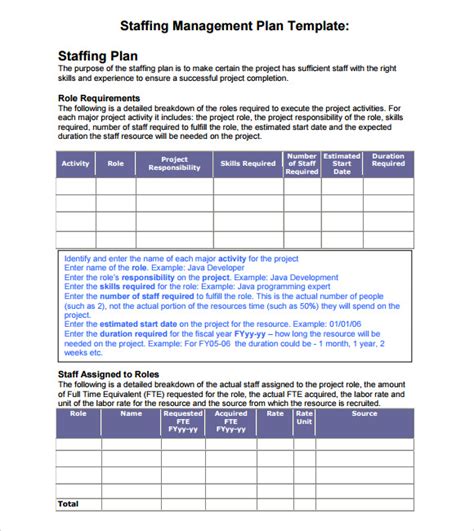 Staffing Plan Template Free - Printable Templates