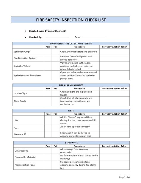 Fire Safety Inspection Checklist