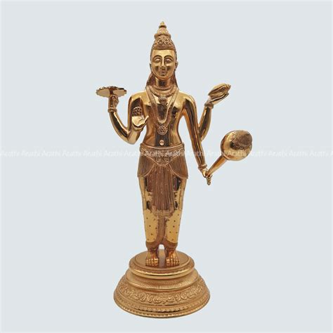 God Vishnu Statue (12" X 6.5") Special Carving all Weapons Of God With ...