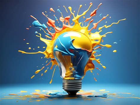 Premium AI Image | Creative light bulb explodes with colorful paint and ...