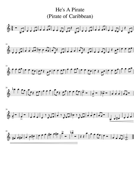 He's A Pirate Sheet music for Violin (Solo) | Musescore.com