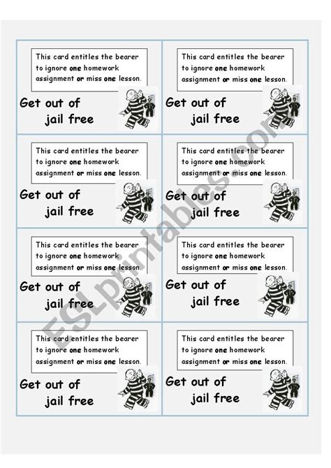 Get out of Jail - ESL worksheet by gr8educator