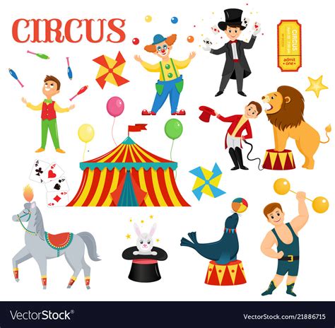 Big set of cartoon colorful circus artists Vector Image