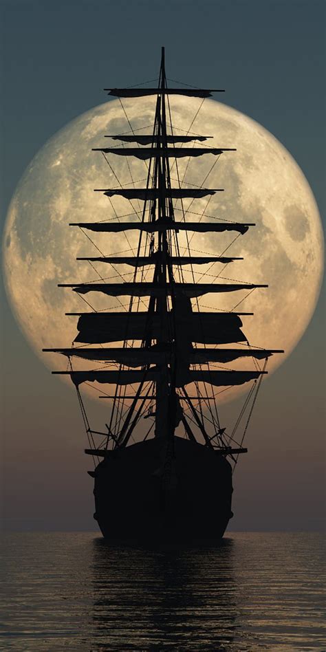 Ship, moon, ocean, boat, sea, HD phone wallpaper | Peakpx