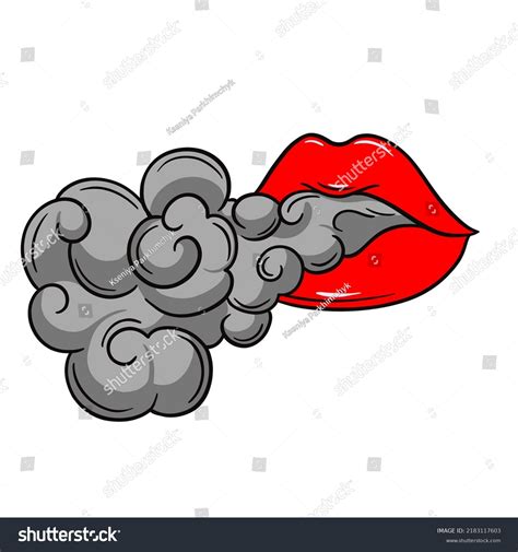 Female Lips Smoke Colored Hand Drawn Stock Vector (Royalty Free ...