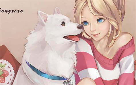 Friends by Dongxiao, art, dongxiao, manga, blonde, animal, cute, girl ...