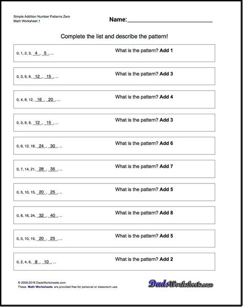 Grade 6 Number Patterns Worksheets