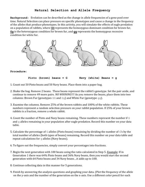 Natural Selection and Allele Frequency Background: Evolution can