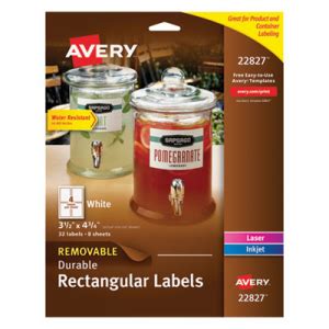 Avery 22827 Removable Durable White Rectangle Labels | BlueDogInk.com