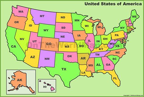 Usa Map With Capitals And Abbreviations