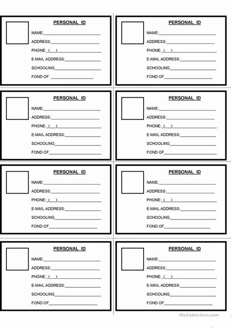 Free Child Id Card Template Unique Id Cards Worksheet Free Esl ...