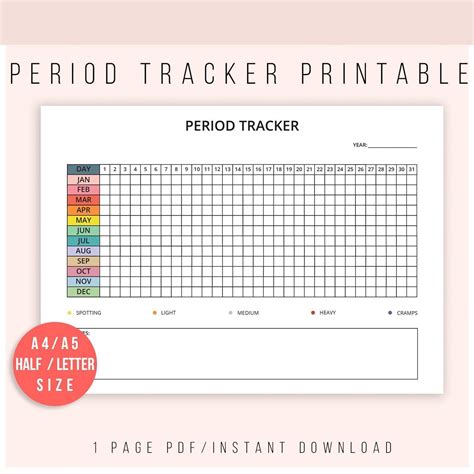 Printable Period Tracker - Printable Word Searches