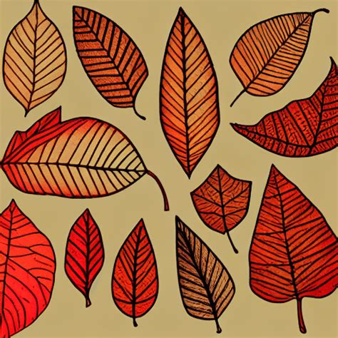 Line Art Autumn Leaves Drawings · Creative Fabrica