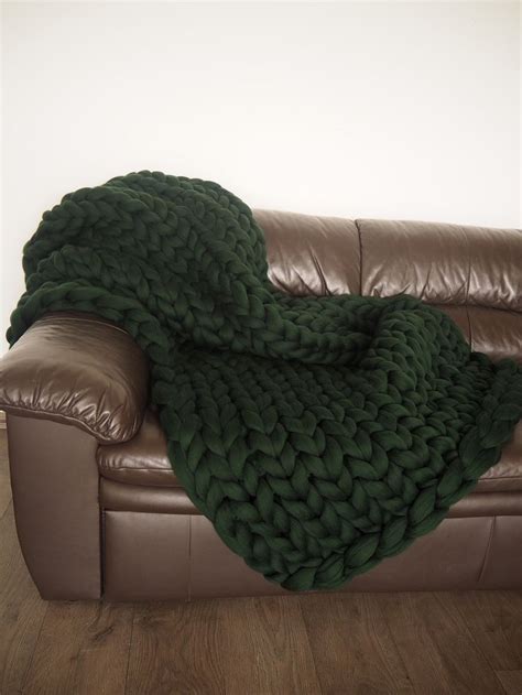 Green Blanket Chunky Knit Blanket Green Throw Blanket Boho - Etsy ...