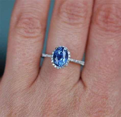 Sapphire engagement ring. Blue sapphire engagement ring. 3.5ct Oval ...