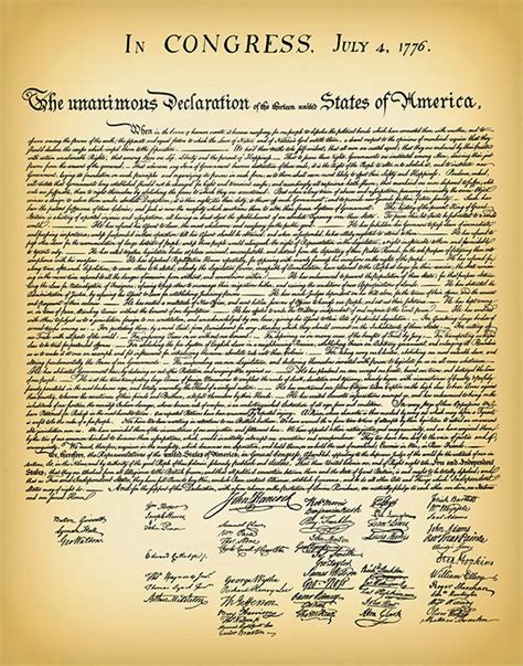 1776 United States Declaration of Independence Print. US Declaration of ...