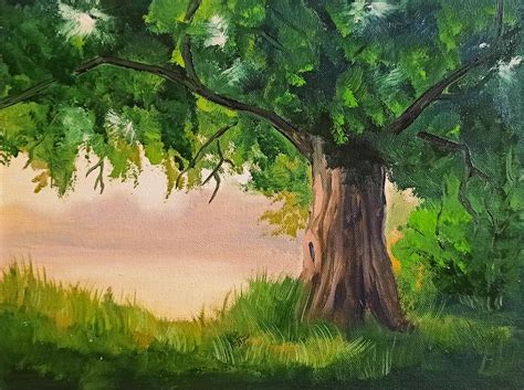 Oak Tree Painting Original Art Tree of Life Painting on Canvas | Etsy