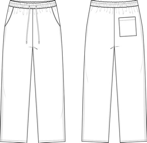 Loose Sweatpants Flat Technical Drawing Illustration Five Pocket ...