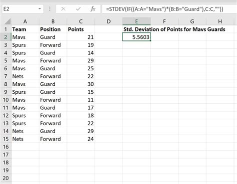 How to Perform a Standard Deviation IF Calculation in Excel