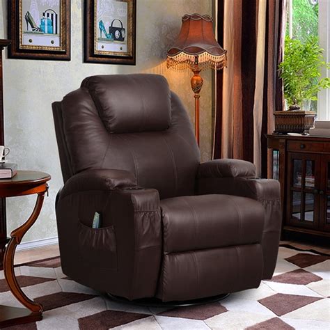 Massage Recliner Chair, 360 Degree Swivel and Heated Recliner Bonded ...