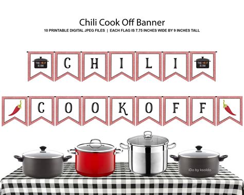 Red Gingham CHILI COOK OFF Banner Chili Cook off Banner - Etsy