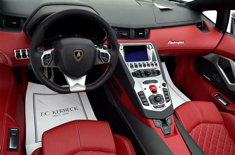 Interior of the Lamborghini Aventador S Roadster painted in Grigio ...