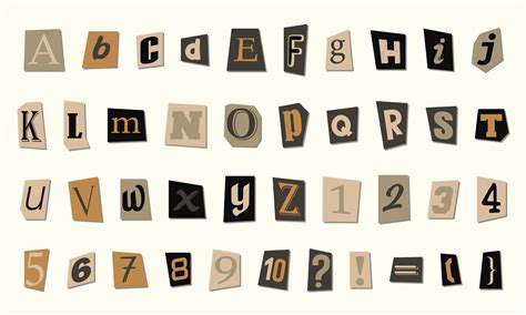 Collection of vintage style Paper Letters. Alphabet letters. Vector ...