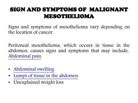 PPT - Malignant Mesothelioma: Overview of symptoms, diagnosis and ...