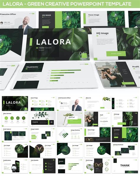 Green Business PowerPoint Template. 30 unique slides Focus Images ...