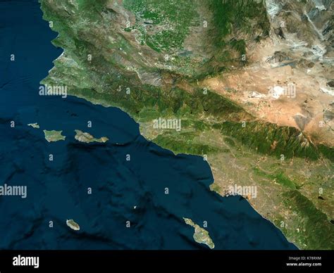 Physical map of California, Los Angeles mountains, ocean and hills ...