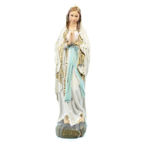 Our Lady of Lourdes 10cm Resin Glitter Statue | Sparkling Spiritual ...