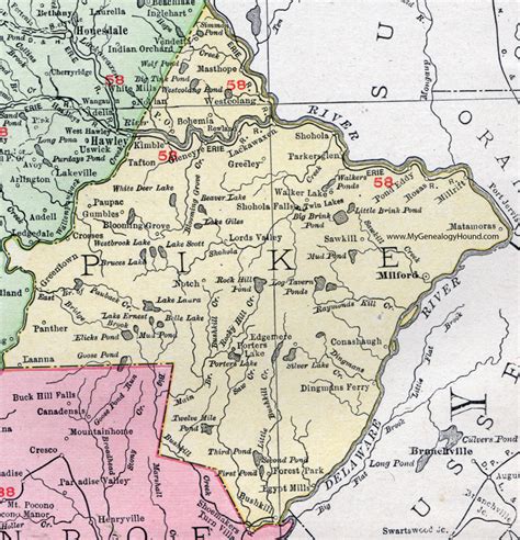 Pike County, Pennsylvania 1911 Map by Rand McNally, Milford, PA