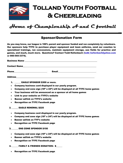 Tolland Youth Football & Cheerleading: Fill out & sign online | DocHub