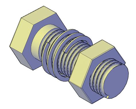 3d model of Nut and bolt detail elevation layout file - Cadbull