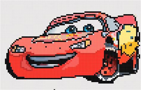 Pixel art of the popular character McQueen from the cartoon Cars. Весь ...