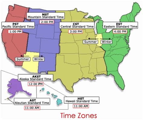 United States Map With Time Zones Printable