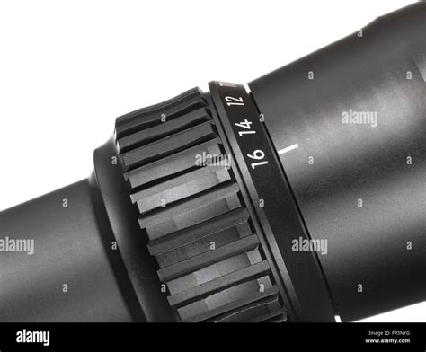 Sixteen power magnification on a sniper scope on white Stock Photo - Alamy